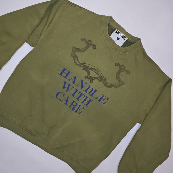 MOSCHINO JEANS * HANDLE WITH CARE * VINTAGE SWEATSHIRT * WOMEN'S LARGE - Picture 1 of 2